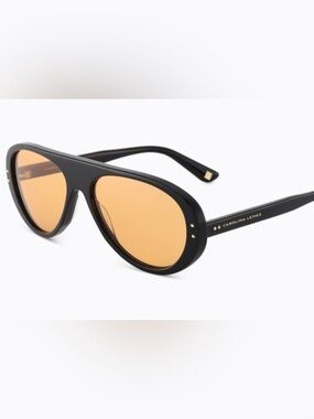 MOST WANTED Carolina Lemke Black Sunglasses- Amber Lenses